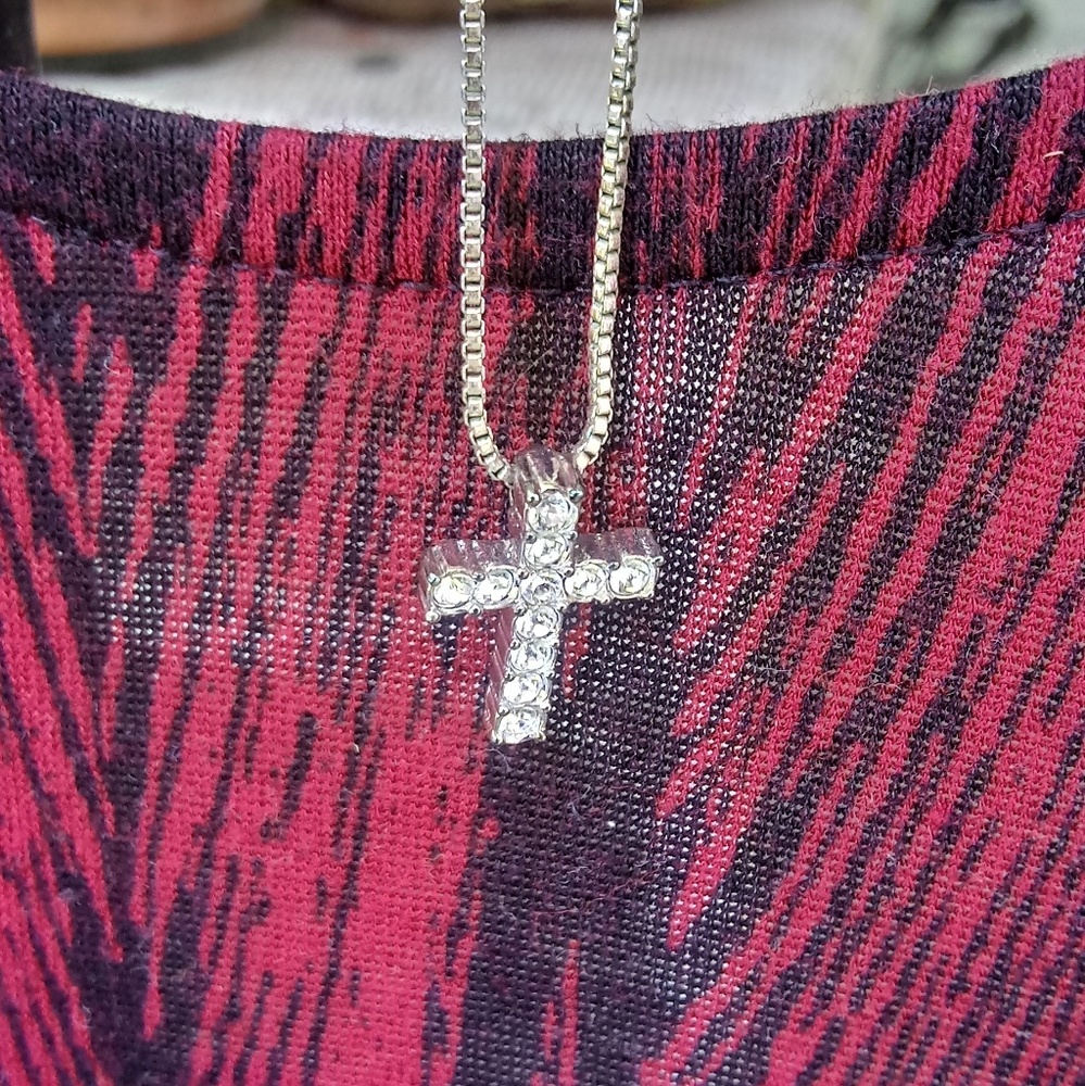Silver Metal Chain Cross 💠✝️ 8.5" Chain Necklace - Picture 7 of 16
